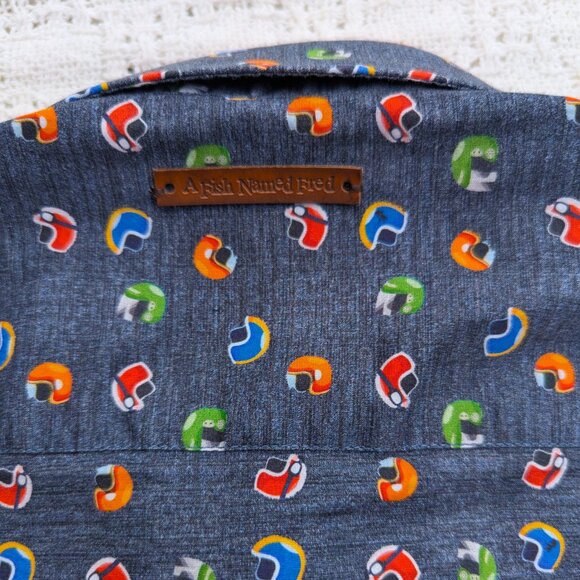 A Fish Named Fred Shirt Men's Button Up Long Sleeve Stretch Helmets Size M - Picture 2 of 11